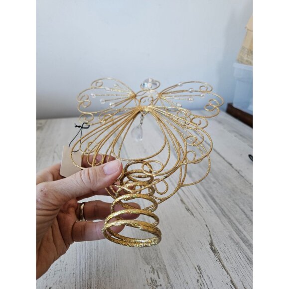 Pier 1 glitter Angel tree topper mini beaded gold never used Crystal - Picture 9 of 9